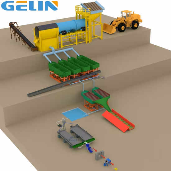 Miniera di sabbia alluvionale del fiume Separatore di gravità Lavaggio minerario Macchina portatile per il lavaggio di minerali d'oro Minerale di diamante Stagno Zircone Ferro Coltan Cromo Manganese